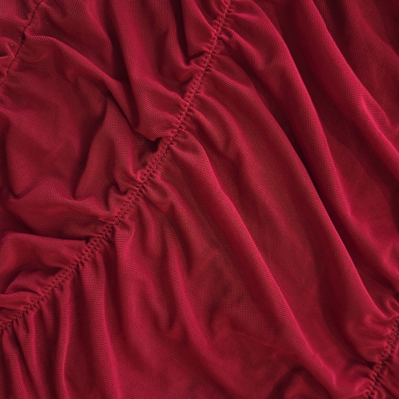 Red Ruched Mesh Chemise - Picture 4 of 5